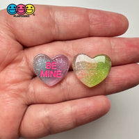 Valentine’s Day Glitter Hearts Multicolor Flatback Cabochons Decoden Charm 12 Pcs