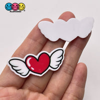 Valentines Day Teddy Bear Winged Heart Planar Hearts Decoden 10Pcs