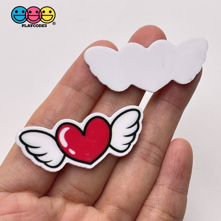Valentines Day Teddy Bear Winged Heart Planar Hearts Decoden 10Pcs