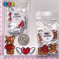 Valentines Day Teddy Bear Winged Heart Planar Hearts Decoden 10Pcs