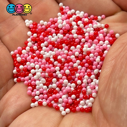 Valentines Red Pink Mix Nonpareil Glass 1.9Mm Beads Caviar Faux Sprinkles Decoden Bead