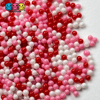 Valentines Red Pink Mix Nonpareil Glass 1.9Mm Beads Caviar Faux Sprinkles Decoden Bead
