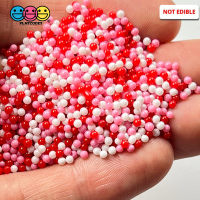Valentines Red Pink Mix Nonpareil Glass 1.9Mm Beads Caviar Faux Sprinkles Decoden Bead