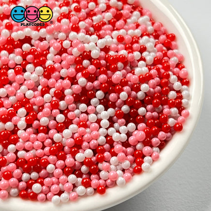 Valentines Red Pink Mix Nonpareil Glass 1.9Mm Beads Caviar Faux Sprinkles Decoden Bead