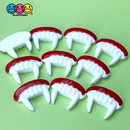 Vampire Teeth Fangs Charm Cabochons Halloween 10Pcs