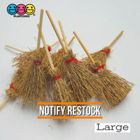 Vintage Miniature Broomstick Charms - Authentic Wood Hay 2 Sizes Halloween Witches Charm Cabochons