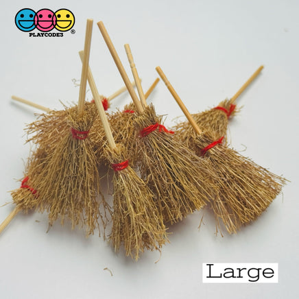 Vintage Miniature Broomstick Charms - Authentic Wood Hay 2 Sizes Halloween Witches Charm Cabochons