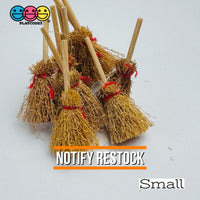 Vintage Miniature Broomstick Charms - Authentic Wood Hay 2 Sizes Halloween Witches Charm Cabochons
