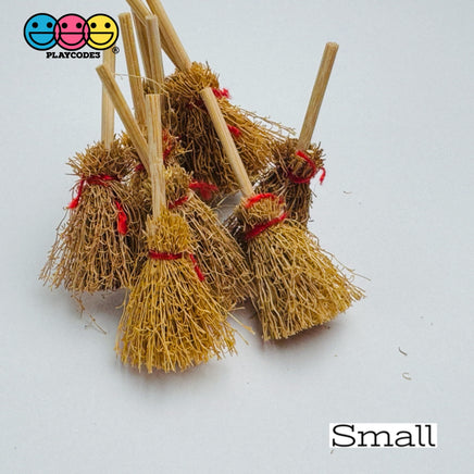 Vintage Miniature Broomstick Charms - Authentic Wood Hay 2 Sizes Halloween Witches Charm Cabochons
