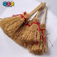 Brooms Miniature Wood And Hay Red Ribbon Halloween Witches Broom Charm Cabochons 10 Pcs