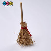 Brooms Miniature Wood And Hay Red Ribbon Halloween Witches Broom Charm Cabochons 10 Pcs