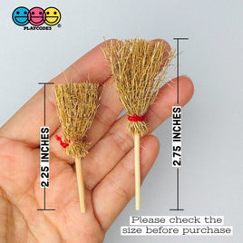 Vintage Miniature Broomstick Charms - Authentic Wood Hay 2 Sizes Halloween Witches Charm Cabochons