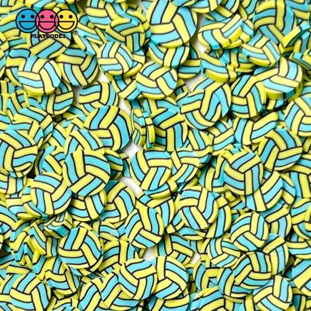 Volley Balls Green Yellow Sports Game Ball Theme Fimo Slices Fake Polymer Clay Sprinkles Decoden