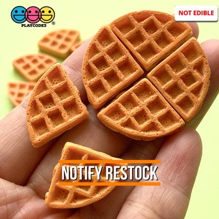 Waffle Charms Quarter Slices Fake Food Realistic 3D Cabochons 12Pcs Charm