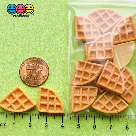 Waffle Charms Quarter Slices Fake Food Realistic 3D Cabochons 12Pcs Charm