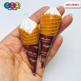 Waffle Ice Cream Cone Charm Swirl Fake Food Faux Dessert Miniature 5 pcs Fake Food