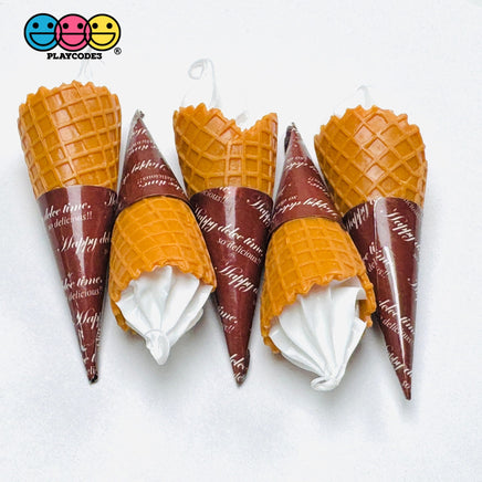 Waffle Ice Cream Cone Charm Faux Dessert Miniature 5 pcs PLAYCODE3 LLC Fake Food