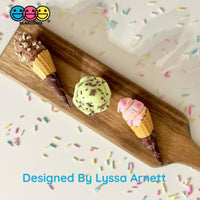 Waffle Ice Cream Cone Wrapped Silicone Soft Charms Fake Food Realistic 10 Pcs Charm