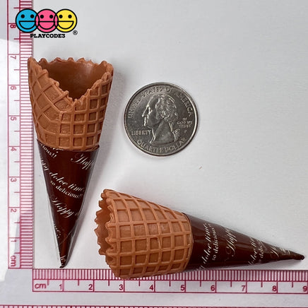 Waffle Ice Cream Cone Wrapped Silicone Soft Charms Fake Food Realistic 10 Pcs Charm