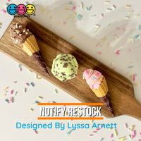 Waffle Ice Cream Cone Wrapped Silicone Soft Charms Fake Food Realistic 10 Pcs Charm
