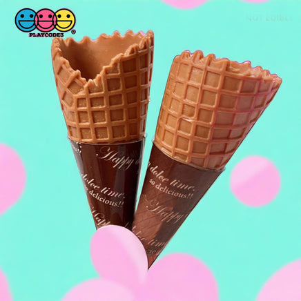 Waffle Ice Cream Cone Wrapped Silicone Soft Charms Fake Food Realistic 10 Pcs Charm