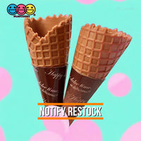 Waffle Ice Cream Cone Wrapped Silicone Soft Charms Fake Food Realistic 10 Pcs Charm