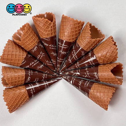 Waffle Ice Cream Cone Wrapped Silicone Soft Charms Fake Food Realistic 10 Pcs Charm
