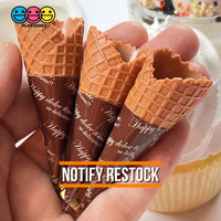 Waffle Ice Cream Cone Wrapped Silicone Soft Charms Fake Food Realistic 10 Pcs Charm