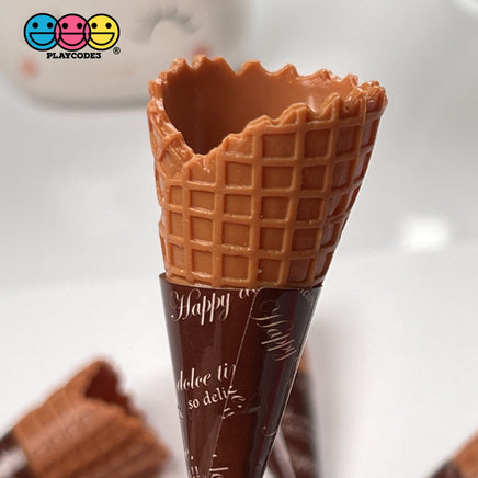 Waffle Ice Cream Cone Wrapped Silicone Soft Charms Fake Food Realistic 10 Pcs Charm