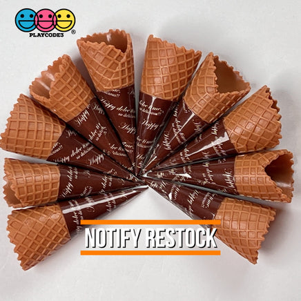 Waffle Ice Cream Cone Wrapped Silicone Soft Charms Fake Food Realistic 10 Pcs Charm