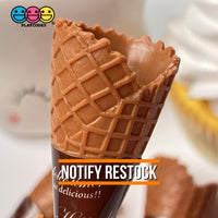 Waffle Ice Cream Cone Wrapped Silicone Soft Charms Fake Food Realistic 10 Pcs Charm