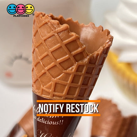 Waffle Ice Cream Cone Wrapped Silicone Soft Charms Fake Food Realistic 10 Pcs Charm
