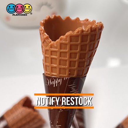 Waffle Ice Cream Cone Wrapped Silicone Soft Charms Fake Food Realistic 10 Pcs Charm