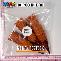 Waffle Ice Cream Cone Wrapped Silicone Soft Charms Fake Food Realistic 10 Pcs Charm
