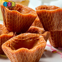 Waffle Ice Cream Dessert Mini Cup Bowl Fake Food Charm Cabochons 2 Sizes 10 Pcs