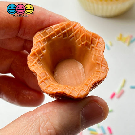 Waffle Ice Cream Dessert Mini Cup Bowl Fake Food Charm Cabochons 2 Sizes 10 Pcs