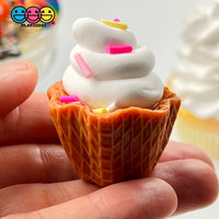 Waffle Ice Cream Dessert Mini Cup Bowl Fake Food Charm Cabochons 2 Sizes 10 Pcs