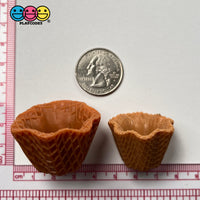 Waffle Ice Cream Dessert Mini Cup Bowl Fake Food Charm Cabochons 2 Sizes 10 Pcs