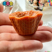 Waffle Ice Cream Dessert Mini Cup Bowl Fake Food Charm Cabochons 2 Sizes 10 Pcs Large
