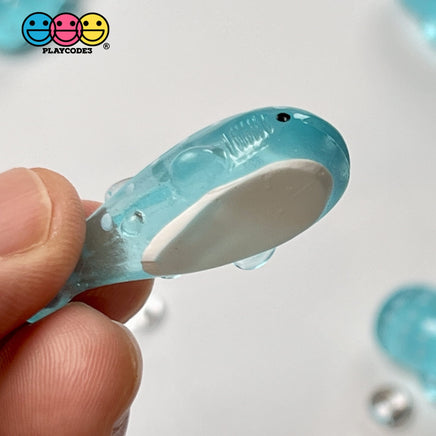 Whale Blue Whales Flatback Charms Transparent Like Glass Plastic Cabochons Shark Decoden 10 Pcs