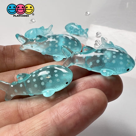 Whale Blue Whales Flatback Charms Transparent Like Glass Plastic Cabochons Shark Decoden 10 Pcs
