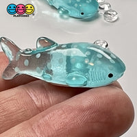Whale Blue Whales Flatback Charms Transparent Like Glass Plastic Cabochons Shark Decoden 10 Pcs