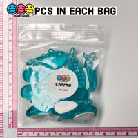 Whale Blue Whales Flatback Charms Transparent Like Glass Plastic Cabochons Shark Decoden 10 Pcs