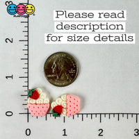 Whimsical Strawberry Charm Cupcake Pink Fake Food Flatback Cabochons Decoden 10 Pcs