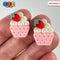 Whimsical Strawberry Charm Cupcake Pink Fake Food Flatback Cabochons Decoden 10 Pcs