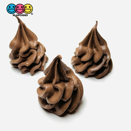 Whipped Cream Dollop Faux Food Ice Topper Dessert Life Like Solid Plastic 3Pcs Chocolate(3Pcs) Fake