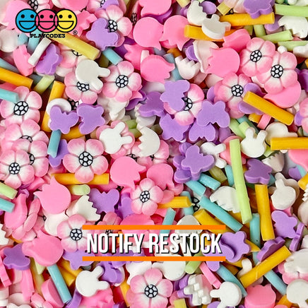 White Bunny Rabbit Flower Patch Mix Fimo Tulips Faux Sprinkle Fake Bake Easter Funfetti Playcode3