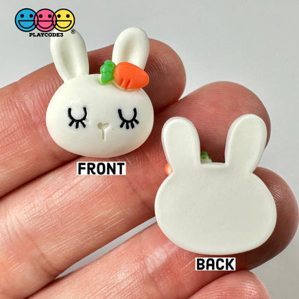 White Bunny Rabbit Kawaii Easter Flat Back Carrot Charms Cabochons Decoden Charm 10 Pcs Playcode3