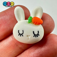 White Bunny Rabbit Kawaii Easter Flat Back Carrot Charms Cabochons Decoden Charm 10 Pcs Playcode3