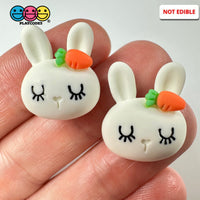 White Bunny Rabbit Kawaii Easter Flat Back Carrot Charms Cabochons Decoden Charm 10 Pcs Playcode3